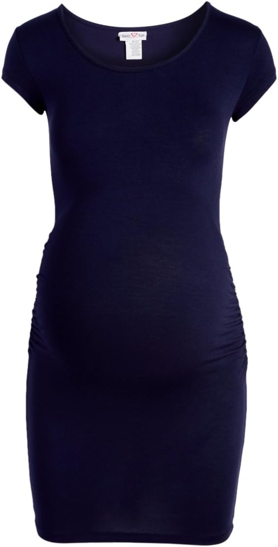 RUMOR HAS IT Maternity Short Sleeve Scoop Neck Ruched Sides Bodycon Dress