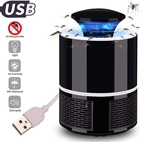 Lvozize LED Mosquito Killer Lamp USB Powered, Super Quiet Electronic Killing Zapper, Chemical-Free Mosquito Inhaler,Bug Insect Trap Fly Repeller,Photocatalyst UV Light for Indoor Home[Black]