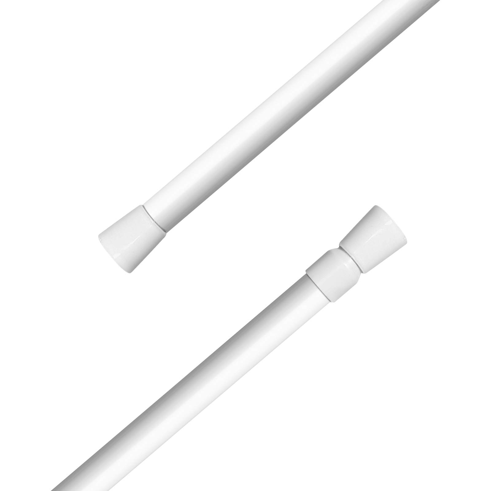 Ejoyous Shower Curtain Rod, Metal Anti-rust 105-190cm No Drilling Telescopic Tension Rod Curtain Rail, Extendable Curtain Pole with Non-slip Pads on Both Ends for Wardrobe Bathroom Shower (White)