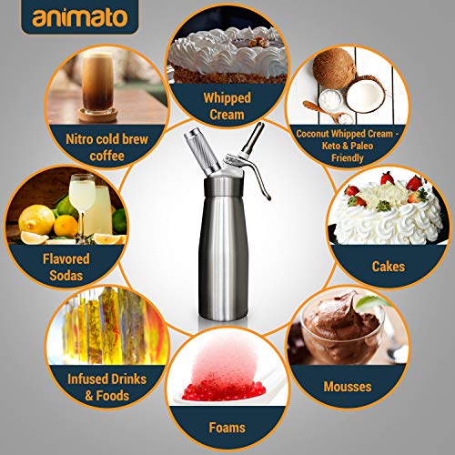 Animato Whipped Cream Chargers Dispenser Nitro Cold Brew Coffee Maker Whipping Siphon