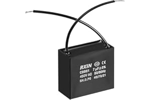 uxcell Ceiling Fan Capacitor CBB61 7uF 450V AC 2 Wires Metalized Polypropylene Film Capacitors 47x23x41mm for Water Pump Motor Generator
