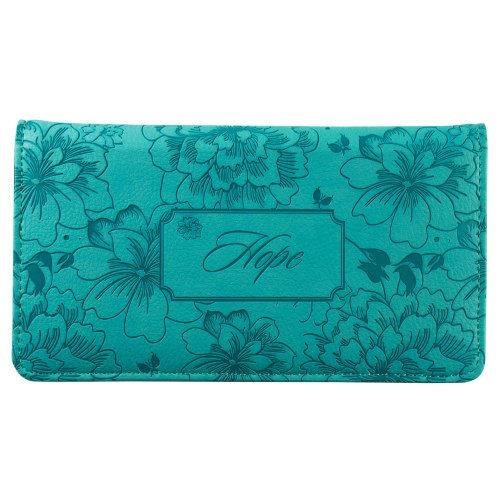 "HOPE" TURQUOISE FLORAL CHECKBOOK COVER