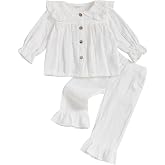 Toddler Girls Outfit Peter Pan Collar Shirt Pants Set Photoshoot Outfit