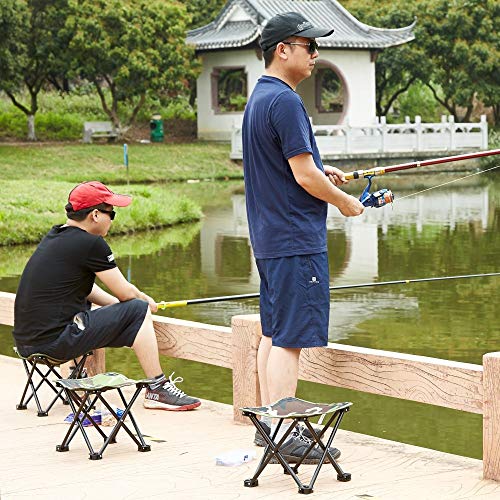 Folding Camping Stool, Mini Folding Stool Portable, Mini Portable Chair for Beach, Picnic Party, Camping, Barbecue, Fishing, Hiking, 600D Oxford Cloth with Portable Bag,12"x12"x11.5"(Green Camouflage) - Thumbnail 6