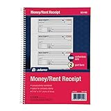 Adams Money and Rent Receipt Book, 2-Part Carbonless, 7-5/8" x 11", Spiral Bound, 200 Sets per Book, 4 Receipts per Page (SC1182)