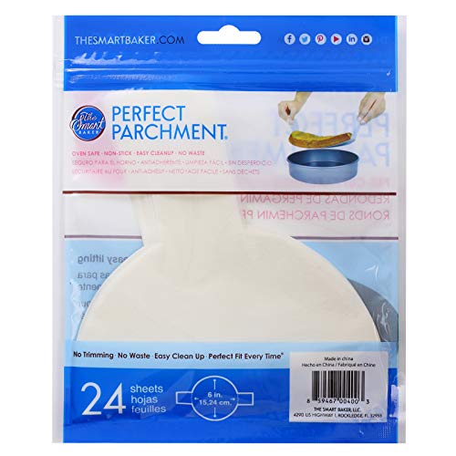 The Smart Baker 6 inch Round Perfect Parchment Paper 24 Pack Precut