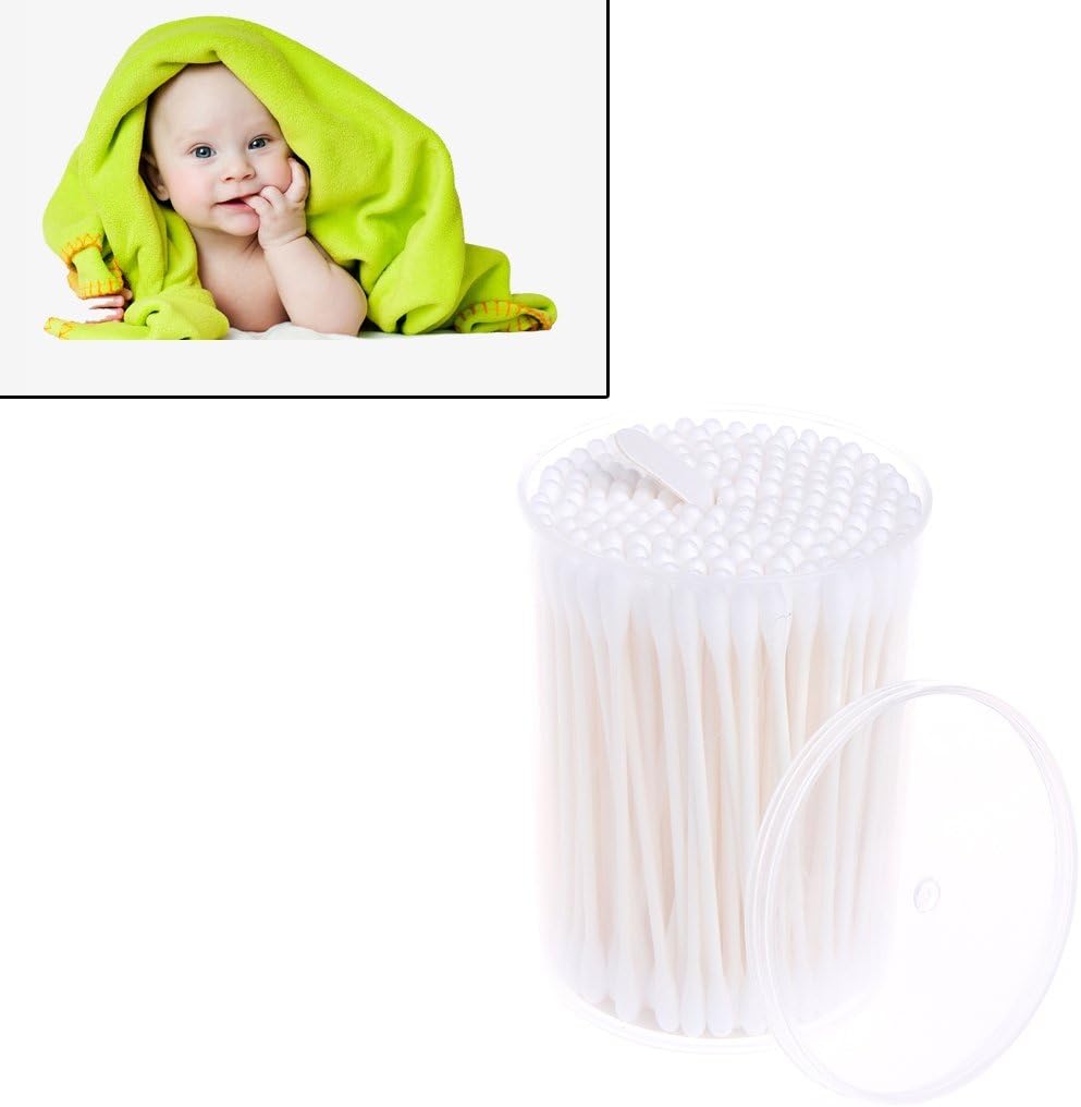 NABIAN Cotton Swabs, 180 Pcs Baby Swabs Cotton Double End Swab Disposable Thin Stick Cleaning Tools