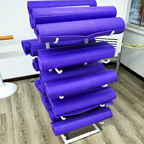 Retyion Metal Yoga Mat Foam Rollers Organizer Rack for Home Gym (White)