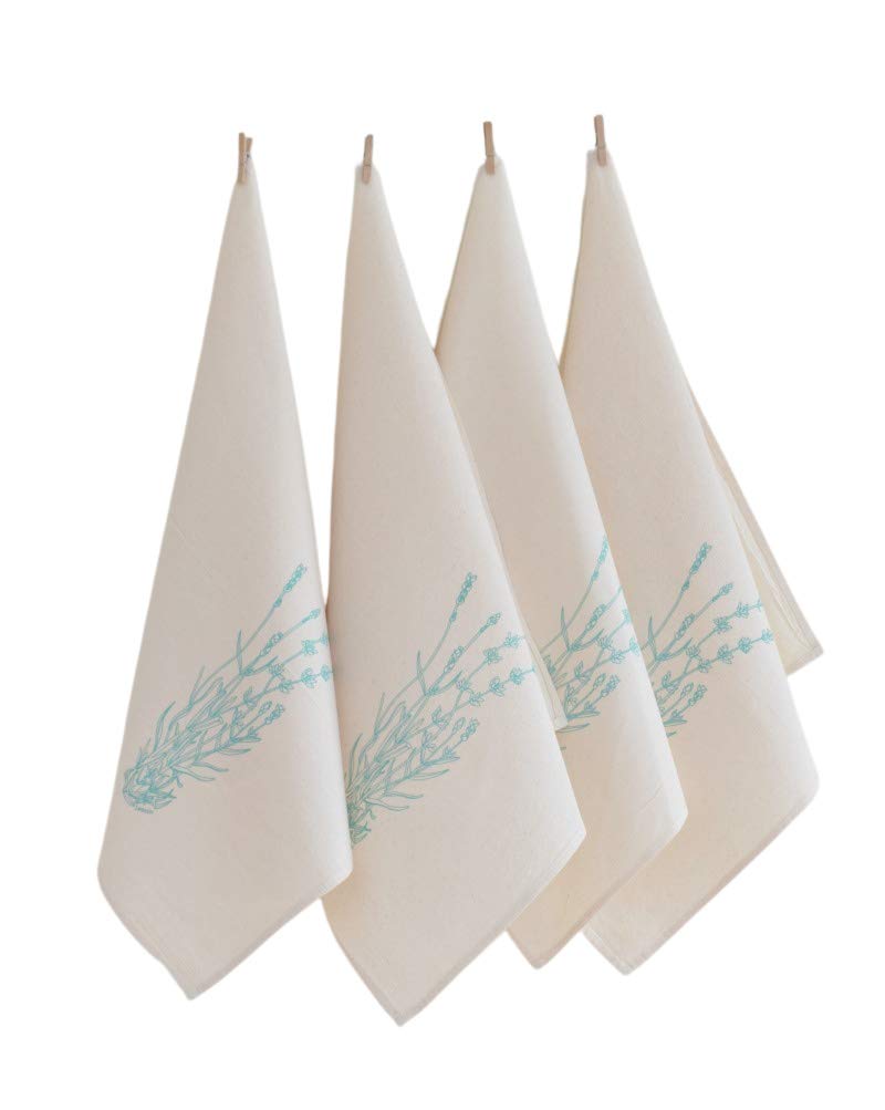 Set of 4 Organic Cotton Lavender Napkins in Mint Green
