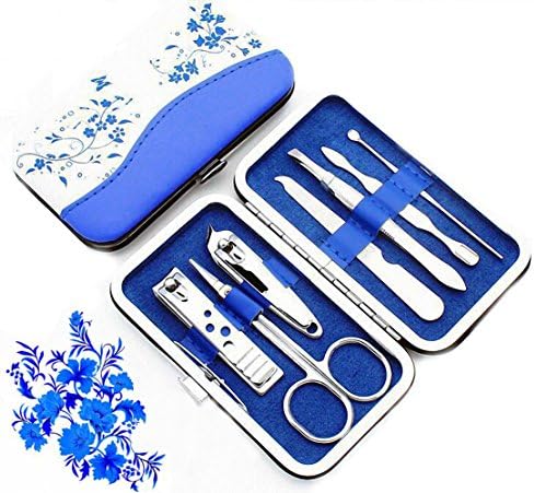 Chinese Nail Clippers, Blue and White Porcelain Nail Cut Sets with Travel Set,Professional Stainless Steel Mens Clippers Nail Set and Angle Nail Clippers Used In Finger for Man and Women (Blue&amp;White)