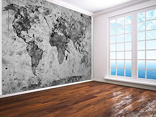 Vintage World Map Black and White Retro Photo Wallpaper Wall Mural (19290383) (130gsm Budget, Large 150cm Wide x 117.5cm high)