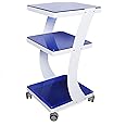 3 Tier Steel Rolling Utility Cart Storage Organizer Carts,3-Shelf Glass and Steel Den-tal Equipment Mobile Trolley Service Cart with Wheels,Load 66LBS
