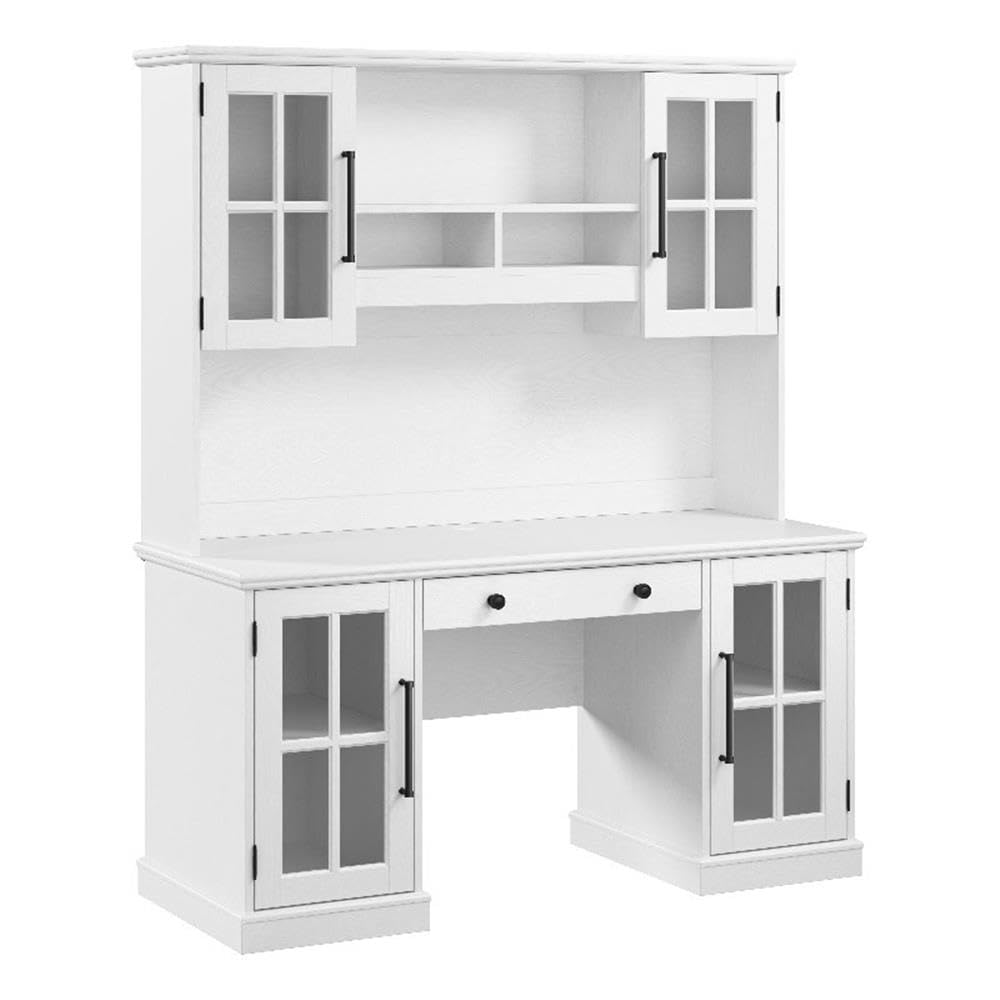 Photo 1 of *** BOX 3 ONLY***Bush Home Westbrook 60W Computer Desk with Hutch and Storage in White Ash | Farmhouse Desk for Home Office Workspace