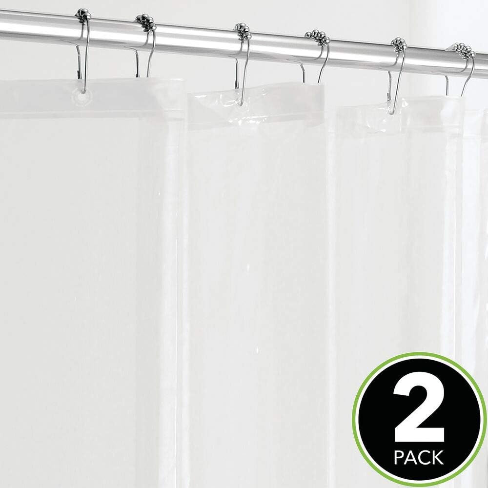 mDesign Plastic, Mold/Mildew Resistant, PEVA Shower Curtain Liner for Bathroom Showers and Bathtubs - 3 Gauge - 2 Pack - Clear: Home & Kitchen