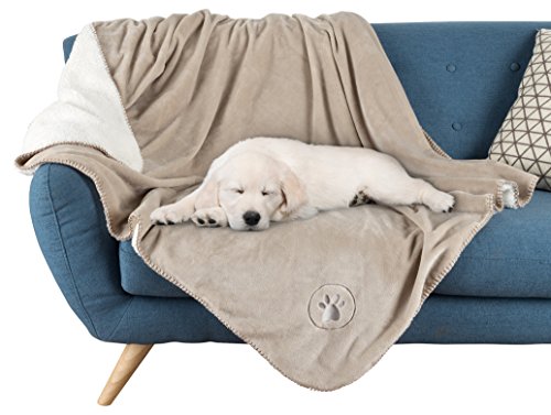 Waterproof Pet Blanket-50″x60″ Soft Plush Throw Protects Couch, Chairs, Car, or Bed from Spills, Stains, or Pet Fur-Machine Washable by Petmaker (Tan)