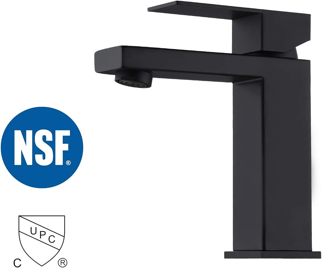 KES Black Bathroom Faucet Single Handle Type Stainless Steel Faucet Lavatory cUPC Certified Vanity Sink Faucet Matt Black, L3156ALF-BK - - 