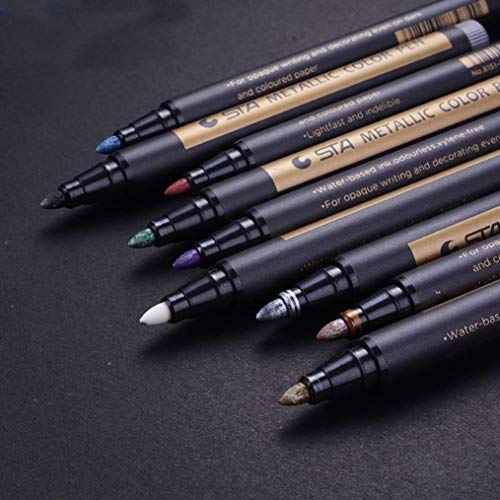 2PC Metallic Markers Paints Pens Art Glass Paint Writing Markers DIY Card Making for Gift Card Making,DIY Photo Album,Scrapbooking Crafts (Random, 2PC X 14.2cm x 1.3cm) - Thumbnail 7