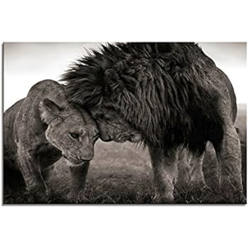 youkuart Canvas Wall Art Lion Artistic The Picture Print On Canvas Animal Pictures for Home Decor Decoration Gift(20inx40in)