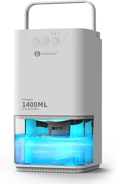PureMate 1400ml Electric Dehumidifier Ultra Quiet Auto Shut Off LED