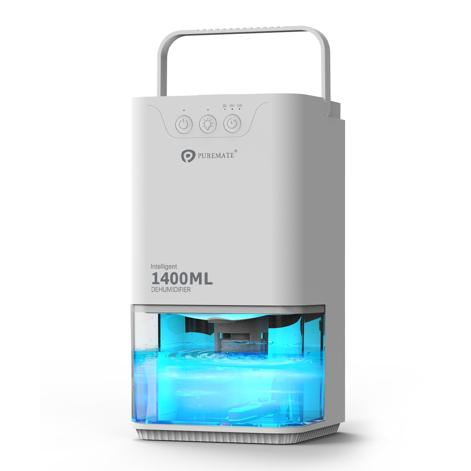 ​PureMate1​400ml Electric Dehumidifier with Ultra Quiet & Auto Shut off 7 Colorful LED Portable Mini Dehumidifier ​for Damp, Mould, Moisture in Home,for Wardrobe, Bathroom, Bedroom, Garage