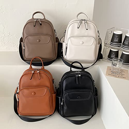 Women Small Backpack Purse，Soft Faux Leather, Multiple Pockets, Casual Daypack for Teens Girls, Shoulder Bag Handbags Orange 73