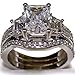 Engagement Jewelry 3 in 1 925 White Golden Filled Topaz Simulated Diamond Wedding Rings for Women (Size 7)