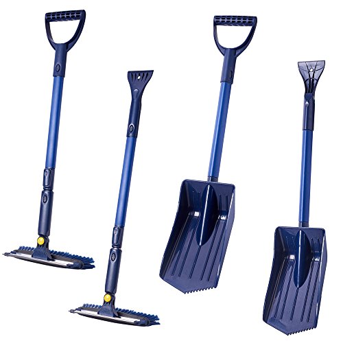 Jscarlife 47"-34"Portable Heavy Duty Snow Shovel Multi-function Car Brush and Ice Scraper with Foam Grip | Auto Snow Removal | Small Car Windshield | Lightweight Tough Durable - Thumbnail 3