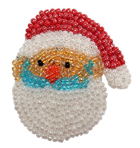 ID 8904 Santa Claus Face Patch Christmas Winter Holiday Beaded Iron On Applique