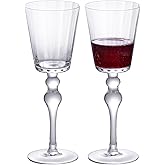 KAMMAK Wine Glasses Set of 2, 11.16 oz Hand Blown Crystal Bordeaux Wine Glasses, Thin Rim & Long Stem, Perfect for Red & White, Daily Use, Wedding or Birthday Gift with Gift Box, Flat Double Pearls