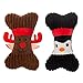 Homimp Christmas Plush Dog Bone Chew Toy with Squeaker 4 Pcs - Corduroy Durable Soft Toys Set for Puppy Dogs Training Fun