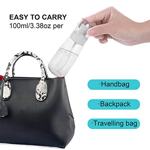 MAQUITA 6 Packs Spray Bottle 3.38oz/100ml Empty Bottle Accessories Refillable Container Large Travel Multifunction Clear Bottle for Perfumes Essential Oil(3 color)