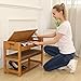 UNICOO - Bamboo Shoe Bench Rack with Cushion Upholstered Padded Seat Storage Shelf Bench, 2-Tier Shoe Rack Entryway Shoe Storage Organizer - (Nature - 70)