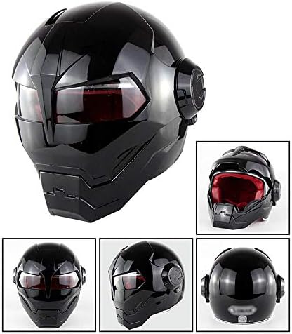 CX ECO Motorbike Helmet Scooter Jet Bobber Helmet Motorcycle Skateboard Pilot Cruiser Vintage Moped Chopper Multi Sport Helmet (Robot),Black,M