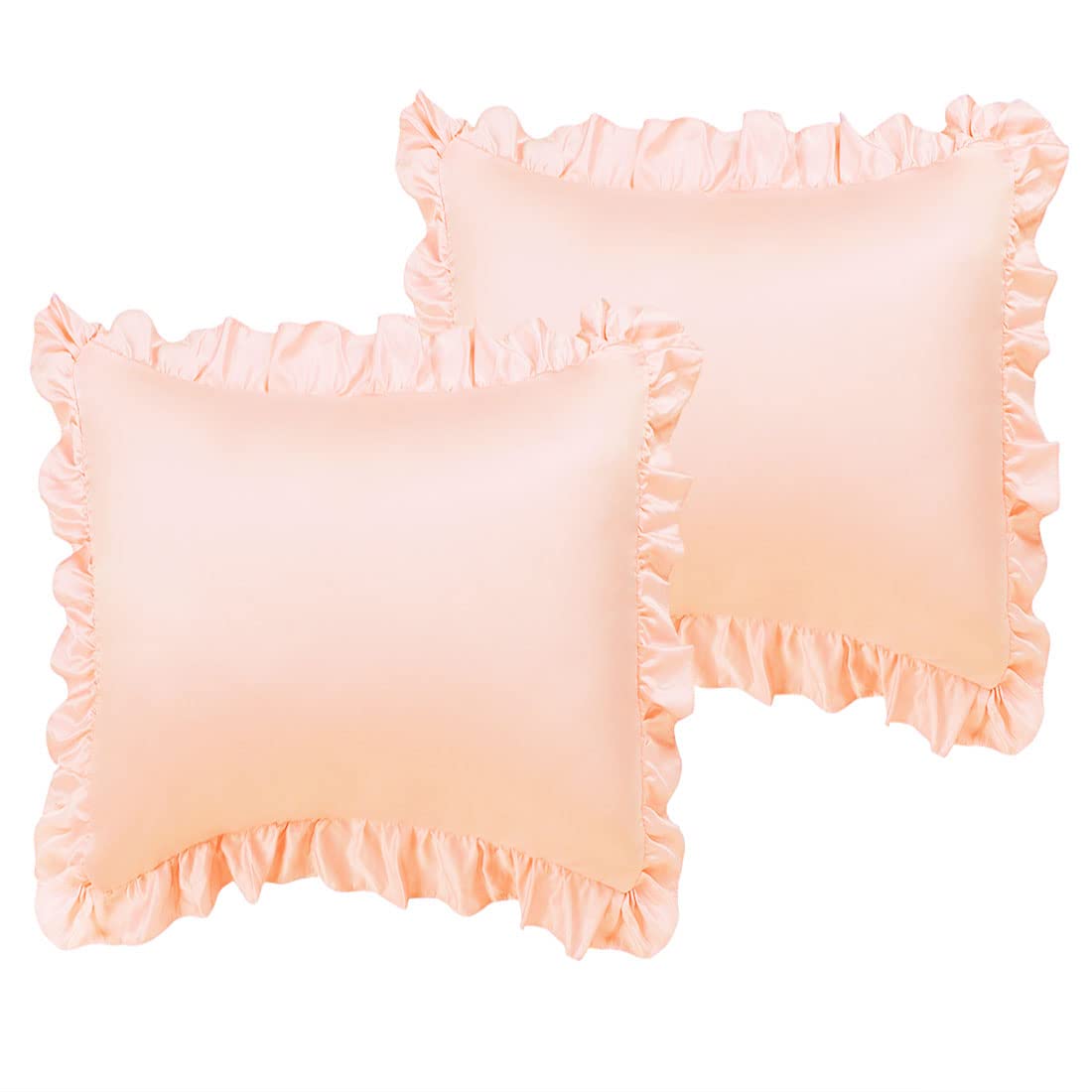 sourcing map Luxury Satin Oxford Pillowcases, Pair of 2 Taupe Ruffled Pillow Shams 26 x 26 inch with Envelope Closure, Euro Size Pillow Cases Covers