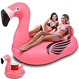 GoFloats Giant Inflatable Flamingo Pool Float | Raft Includes Bonus Flamingo Drink Float | Swimming Fun for Kids and Adults
