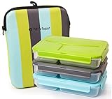 Pret a Paquet Leak-Proof Thermo-Sleeve Lunch Box, Blue - Gray - Green, Set of 3