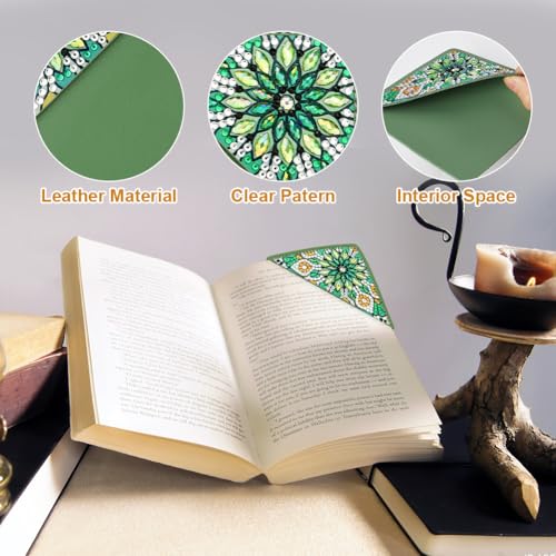 AUAUY 4PCS 5D Diamond Painting Bookmark Kit, Color Flowers Painting Diamonds Mark Pages Books, Bookmarks with Diamonds for Kids and Adults, Book Markers for Birthday Gifts