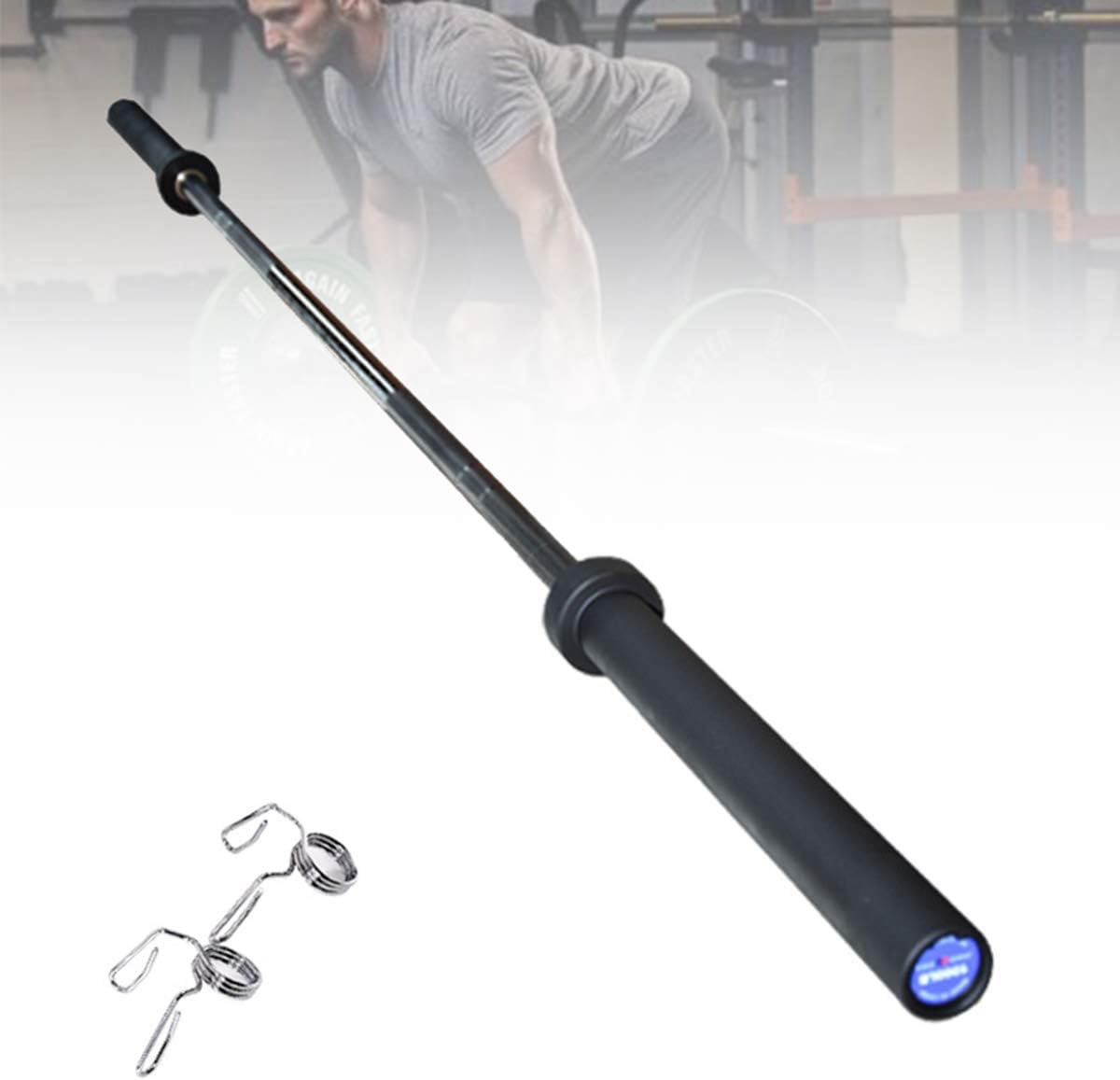 Ycrdtap 7Ft Olympic Barbell Weight Bar, Black & Chrome Olympic Weight
