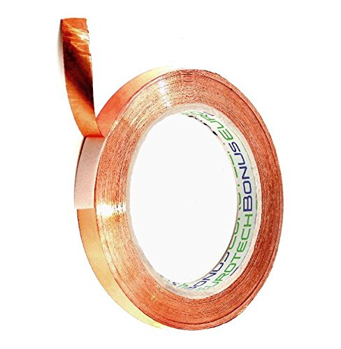 BONUS Eurotech PPI91.15.0012/033A# Ppi91150 Copper Tape, Synthetic Resin Thermosetting Conductive, Width 12 mm, Length 33 m, Total Thickness 0.60 mm, Copper