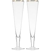 Mikasa Gold Rim Wedding Anniversary Champagne Toasting Flutes Gift Boxed, Set Of 2, 8 Ounce