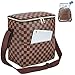 Lunch Bags For Women and Man,Insulated Lunch Box Cooler Bag with Adjustable Shoulder Strap, Water-resistant Thermal PU Soft leather Lunch Shoulder Bag for Work/Picnic/Beach/Hiking(Checked Pattern)