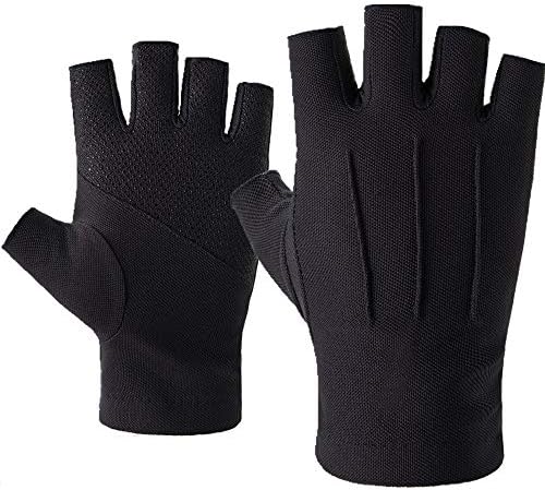 Pomety Half Finger Tactical Gloves, Men's Half Finger Fingerless Outdoor Sports Work Mitts Camping Hiking Cross Country Bike Riding Gloves ( Color : Black )