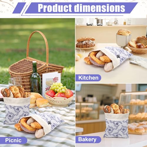 2pcs Reutilizable bolsas para pan, 42 * 32cm Bolsa de pan de cera de abejas, bolsa de lino, para masa madre, baguettes y panes artesanales