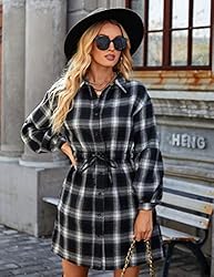 Blooming Jelly Womens Plaid Dress Flannel Puff
