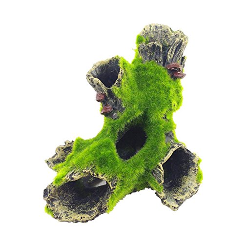 Petforu Artificial Flocking Fish Tank Decoration Hollow Tree Shaped Reptile Pet Habitat DÃ©cor Hideout (Small)