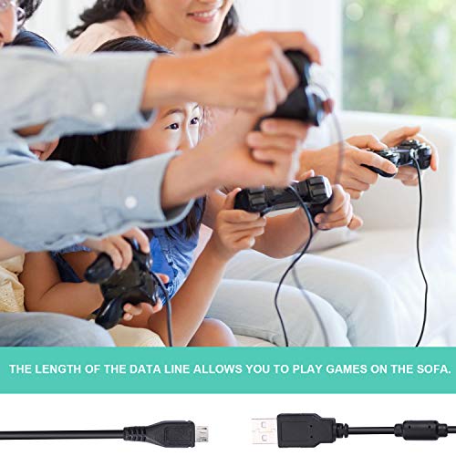PS4 Controller Charging Cable Set, 2 Pcs Charge & Sync Cords, 10 ft Plug & Play Micro USB Cables for Playstation 4 DualShock 4 Controllers with 6 ft 2-Prong AC Power Cord for Sony PS4 / PS4 Slim