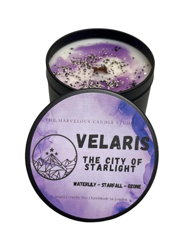 Velaris Candle Officially Licensed by Sarah J Maas | ACOTAR Merch | Vegan Wood Wick Handmade | Bookish Candles | Book Lover Gifts (4oz Candle)