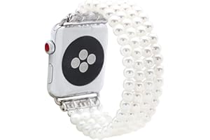 KAI Top Compatible for Apple Watch Band 38mm 40mm 41mm 42mm(S10), Artificial Pearl Beaded Elastic Stretchy Bracelet Watch Str