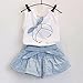FEITONG Kids Girls Cute Bow Girl Pattern Shirt Top Grid Shorts Set Clothing (Age:5-6Y)