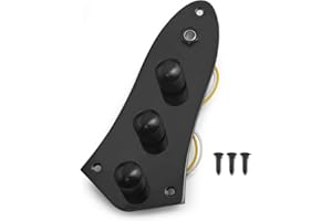 MAXCHEER Guitar Prewired Control Plate for JB Bass Wired Loaded Prewired 2T1V Control Plate Harness Assembly Knobs and jack for Electric Bass (black)